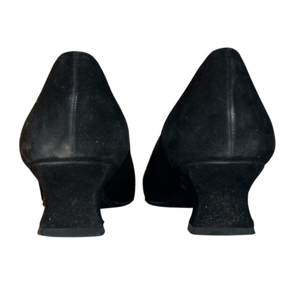 Stuart Weitzman Black Suede Square Toe Kitten Heel Size 8 N - Picture 12 of 15